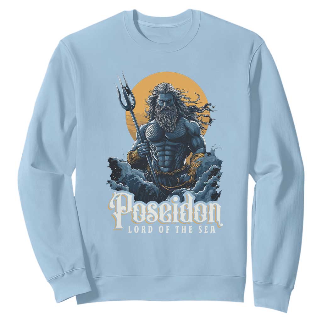 Ancient Greek Mythology Poseidon Sweatshirt Lord Of The Sea Trident TS09 Light Blue Print Your Wear