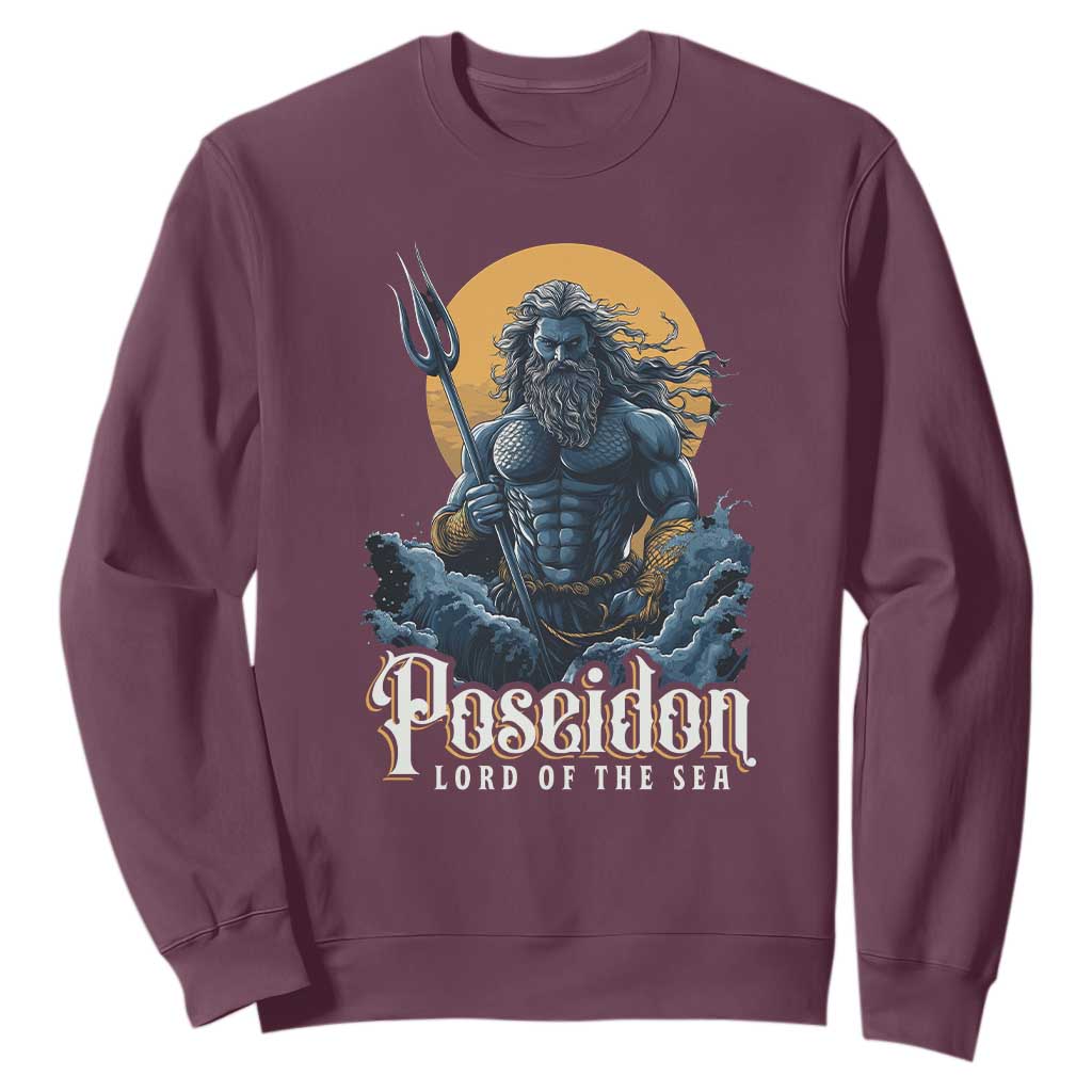Ancient Greek Mythology Poseidon Sweatshirt Lord Of The Sea Trident TS09 Maroon Print Your Wear