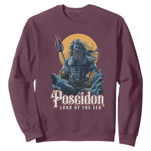 Ancient Greek Mythology Poseidon Sweatshirt Lord Of The Sea Trident TS09 Maroon Print Your Wear