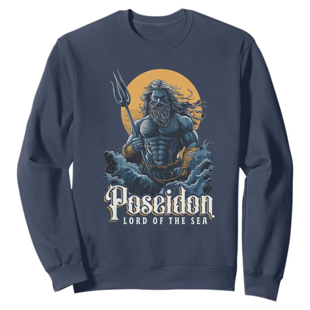 Ancient Greek Mythology Poseidon Sweatshirt Lord Of The Sea Trident TS09 Navy Print Your Wear
