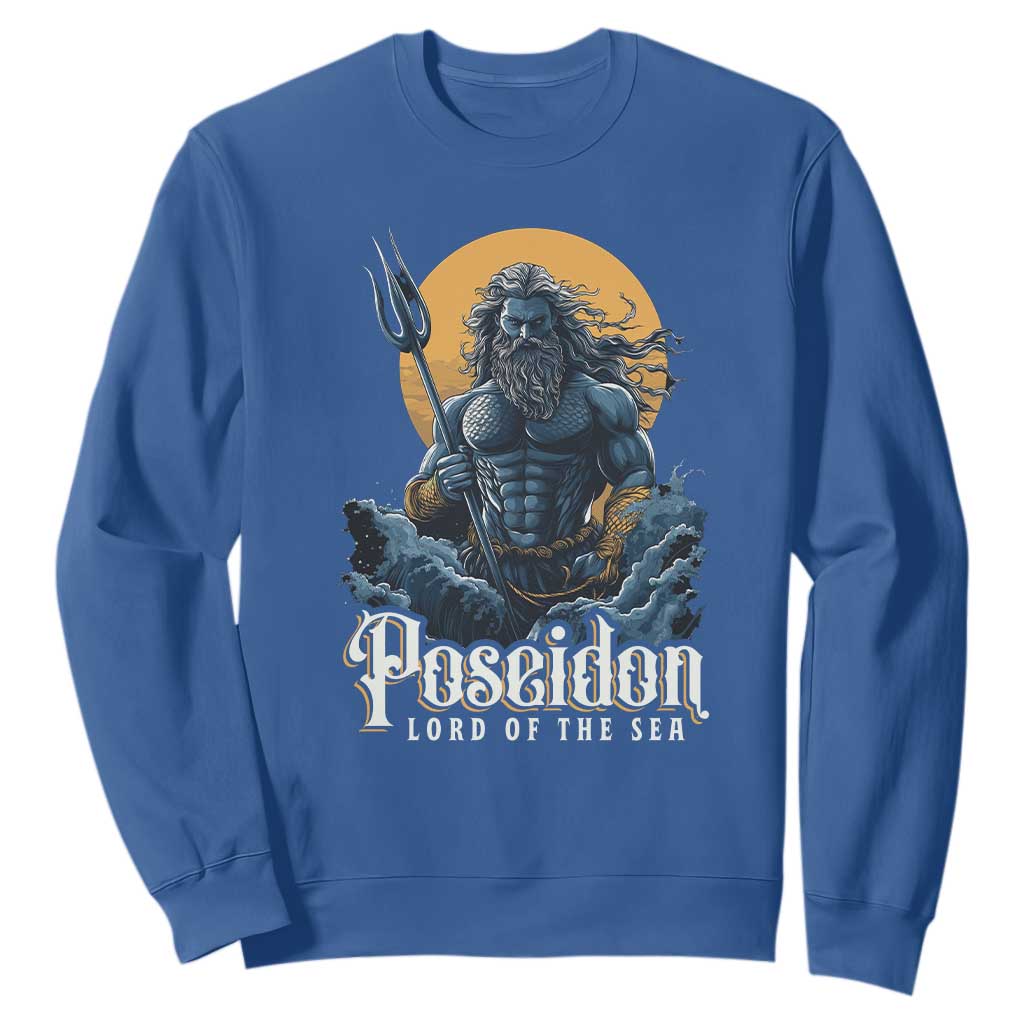 Ancient Greek Mythology Poseidon Sweatshirt Lord Of The Sea Trident TS09 Royal Blue Print Your Wear