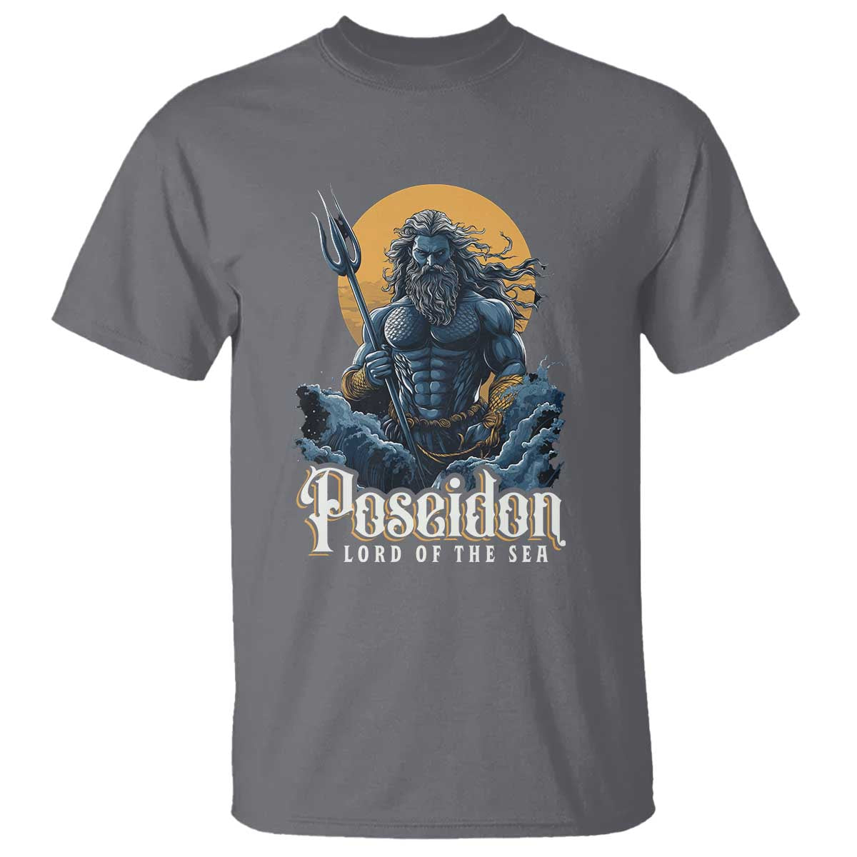 Ancient Greek Mythology Poseidon T Shirt Lord Of The Sea Trident TS09 Charcoal Print Your Wear