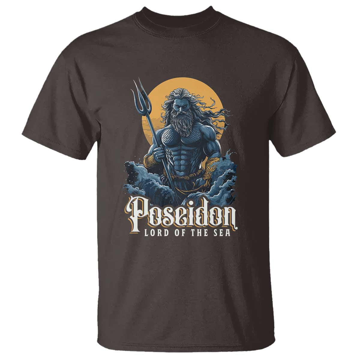 Ancient Greek Mythology Poseidon T Shirt Lord Of The Sea Trident TS09 Dark Chocolate Print Your Wear