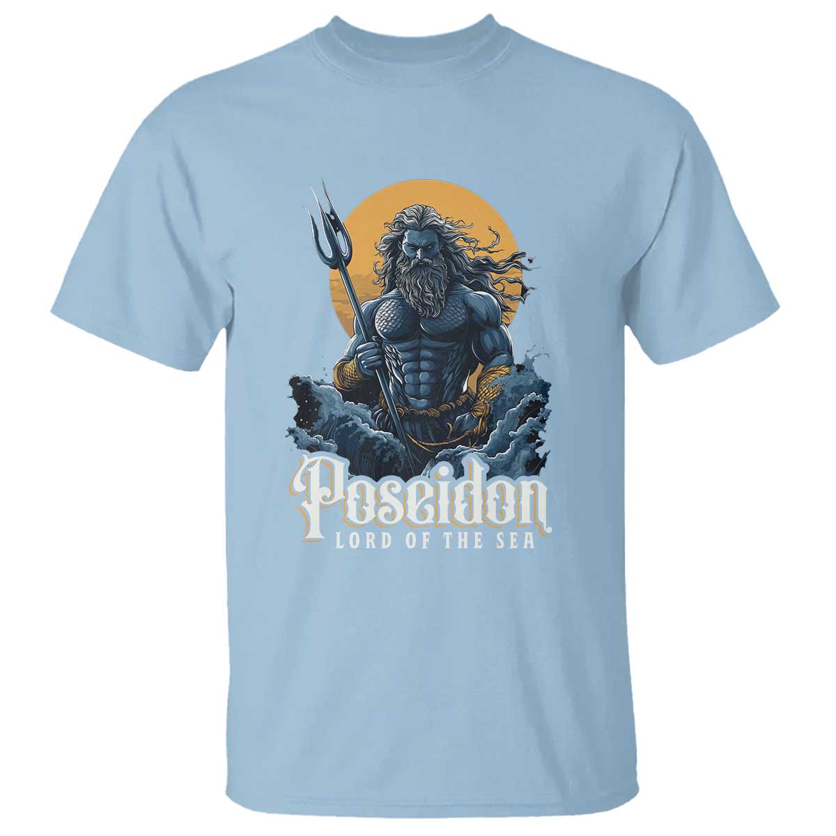 Ancient Greek Mythology Poseidon T Shirt Lord Of The Sea Trident TS09 Light Blue Print Your Wear
