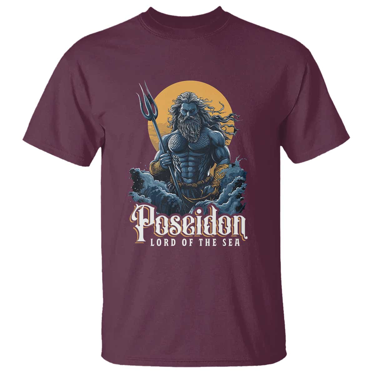 Ancient Greek Mythology Poseidon T Shirt Lord Of The Sea Trident TS09 Maroon Print Your Wear