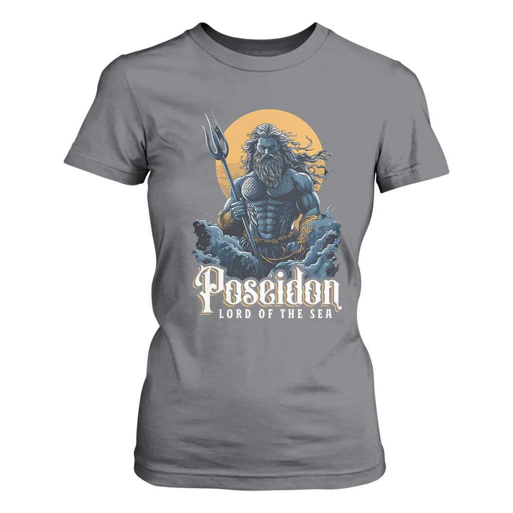 Ancient Greek Mythology Poseidon T Shirt For Women Lord Of The Sea Trident TS09 Charcoal Print Your Wear