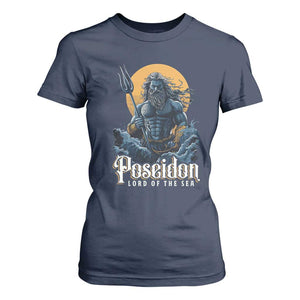 Ancient Greek Mythology Poseidon T Shirt For Women Lord Of The Sea Trident TS09 Navy Print Your Wear