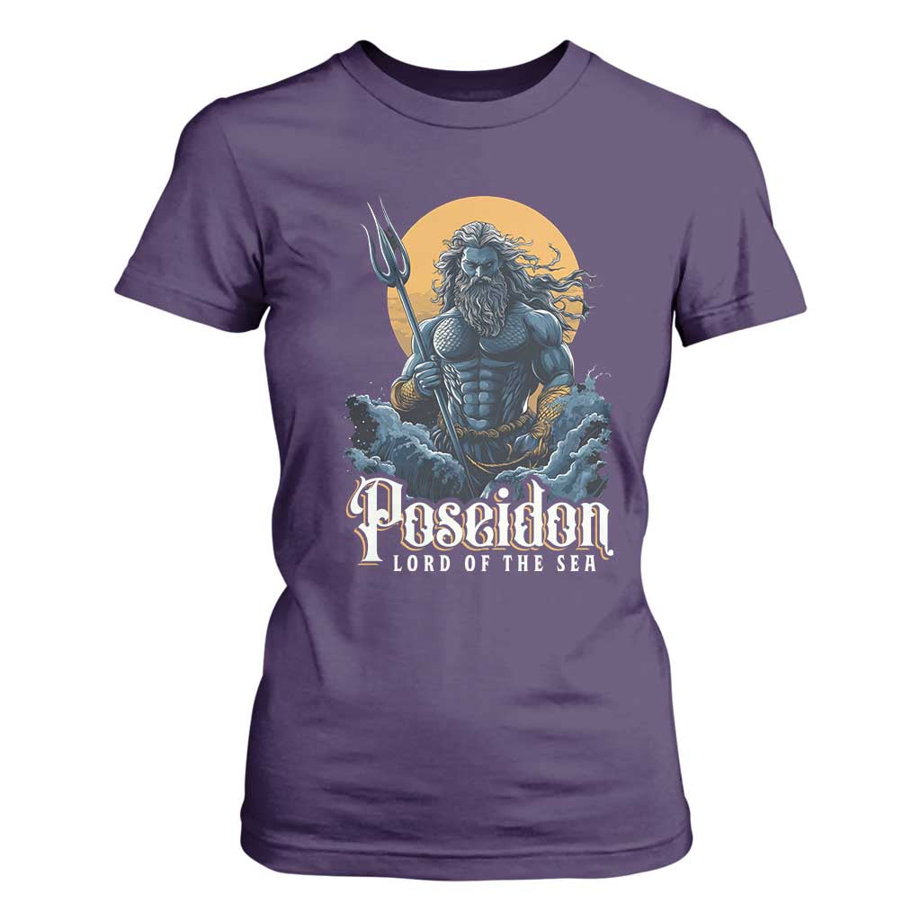 Ancient Greek Mythology Poseidon T Shirt For Women Lord Of The Sea Trident TS09 Purple Print Your Wear