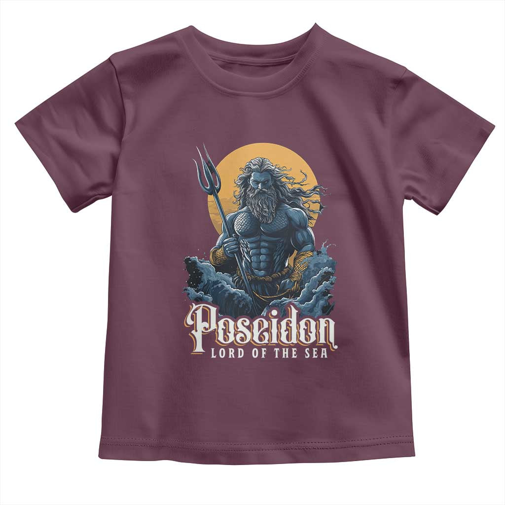 Ancient Greek Mythology Poseidon Toddler T Shirt Lord Of The Sea Trident TS09 Maroon Print Your Wear