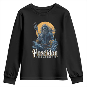 Ancient Greek Mythology Poseidon Youth Sweatshirt Lord Of The Sea Trident TS09 Black Print Your Wear