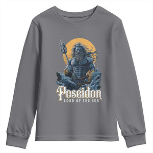 Ancient Greek Mythology Poseidon Youth Sweatshirt Lord Of The Sea Trident TS09 Charcoal Print Your Wear