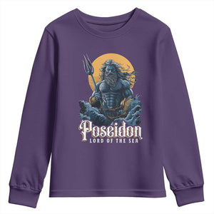 Ancient Greek Mythology Poseidon Youth Sweatshirt Lord Of The Sea Trident TS09 Purple Print Your Wear