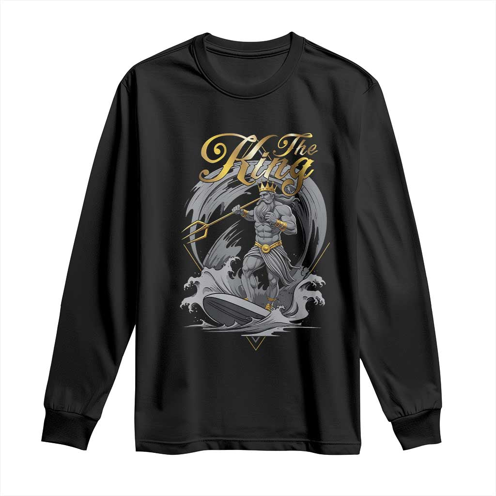 Greek Mythology Poseidon Long Sleeve Shirt The King Triton Mermaid Dad TS09 Black Print Your Wear