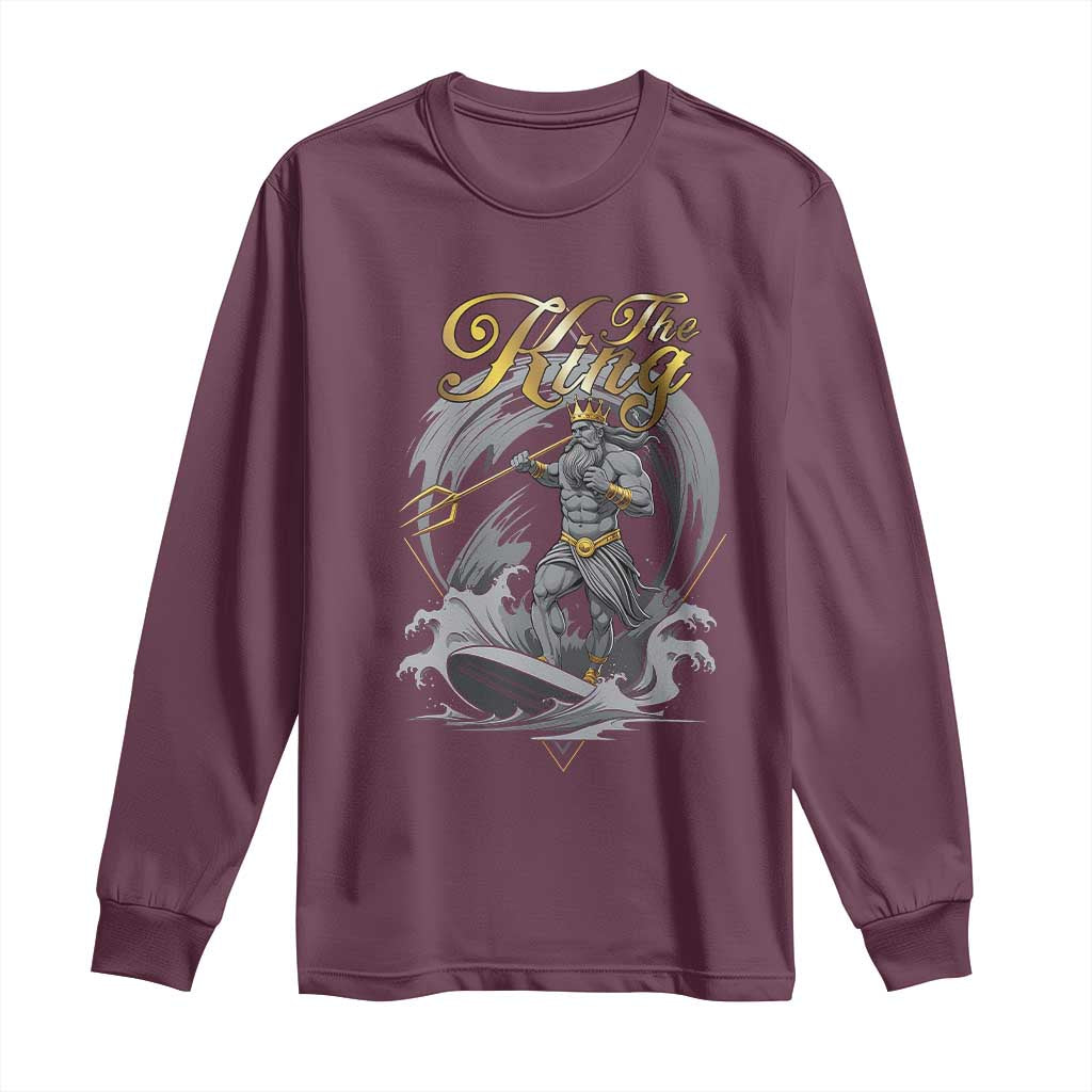 Greek Mythology Poseidon Long Sleeve Shirt The King Triton Mermaid Dad TS09 Maroon Print Your Wear