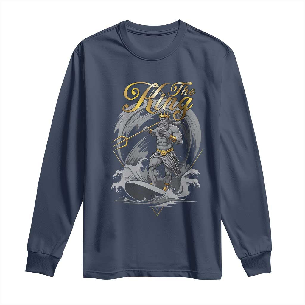 Greek Mythology Poseidon Long Sleeve Shirt The King Triton Mermaid Dad TS09 Navy Print Your Wear