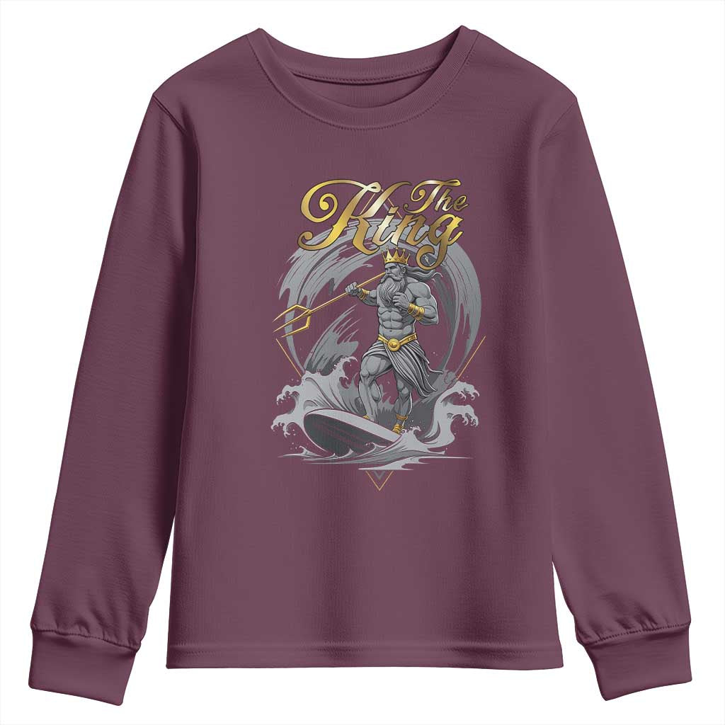 Greek Mythology Poseidon Youth Sweatshirt The King Triton Mermaid Dad TS09 Maroon Print Your Wear