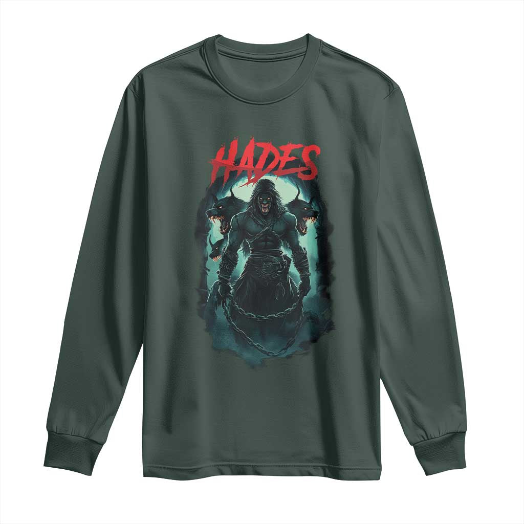 Greek Mythology Hades Long Sleeve Shirt God Of The Underworld Cerberus TS09 Dark Forest Green Print Your Wear