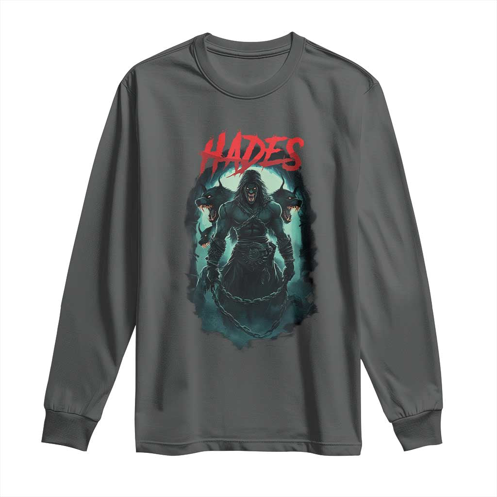 Greek Mythology Hades Long Sleeve Shirt God Of The Underworld Cerberus TS09 Dark Heather Print Your Wear