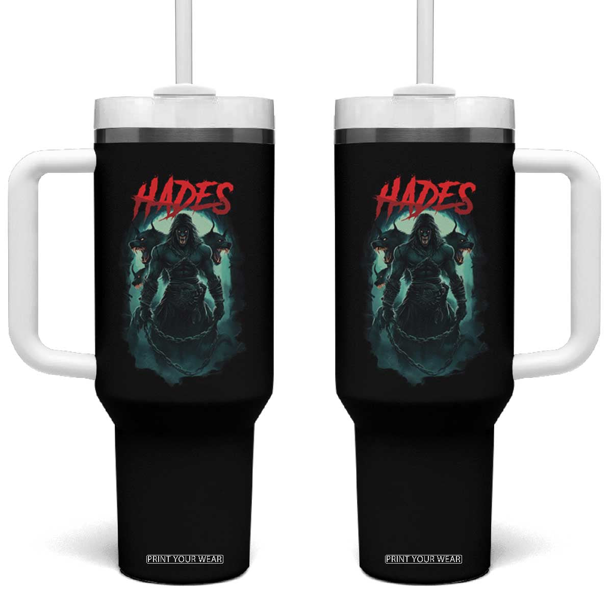 Greek Mythology Hades Tumbler With Handle God Of The Underworld Cerberus TS09 One Size: 40 oz Black Print Your Wear