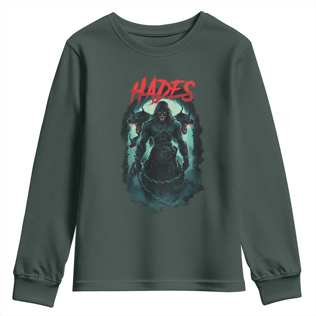 Greek Mythology Hades Youth Sweatshirt God Of The Underworld Cerberus TS09 Dark Forest Green Print Your Wear