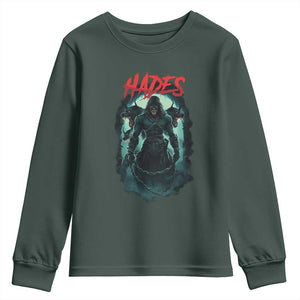 Greek Mythology Hades Youth Sweatshirt God Of The Underworld Cerberus TS09 Dark Forest Green Print Your Wear