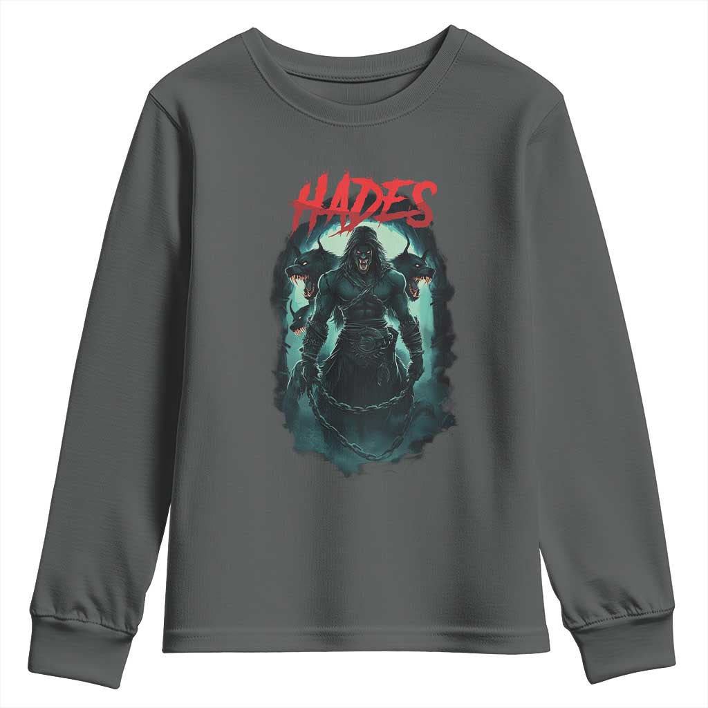 Greek Mythology Hades Youth Sweatshirt God Of The Underworld Cerberus TS09 Dark Heather Print Your Wear