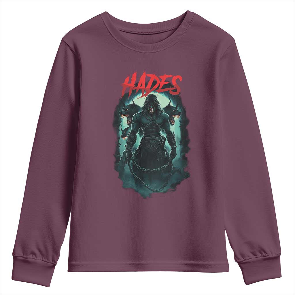 Greek Mythology Hades Youth Sweatshirt God Of The Underworld Cerberus TS09 Maroon Print Your Wear
