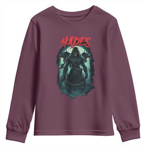 Greek Mythology Hades Youth Sweatshirt God Of The Underworld Cerberus TS09 Maroon Print Your Wear