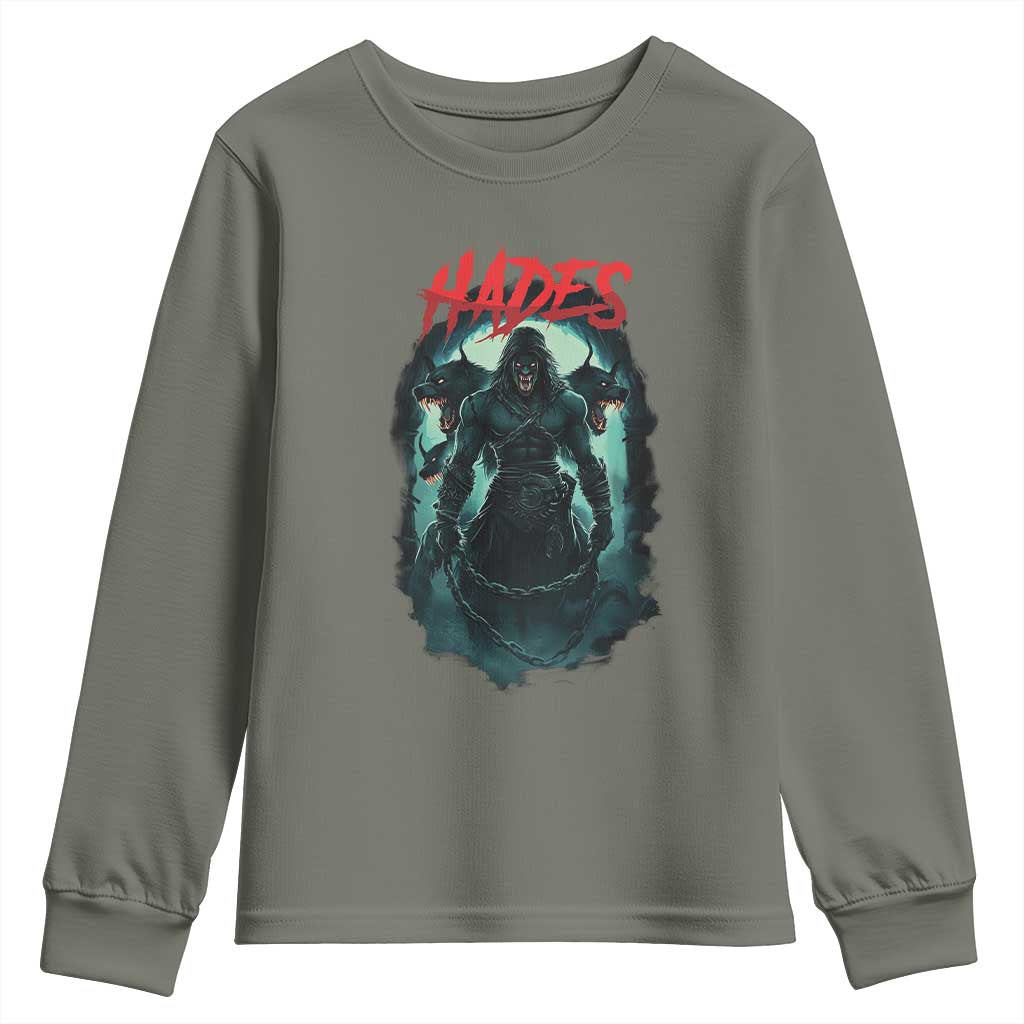 Greek Mythology Hades Youth Sweatshirt God Of The Underworld Cerberus TS09 Military Green Print Your Wear