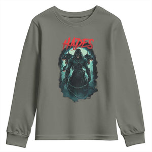 Greek Mythology Hades Youth Sweatshirt God Of The Underworld Cerberus TS09 Military Green Print Your Wear