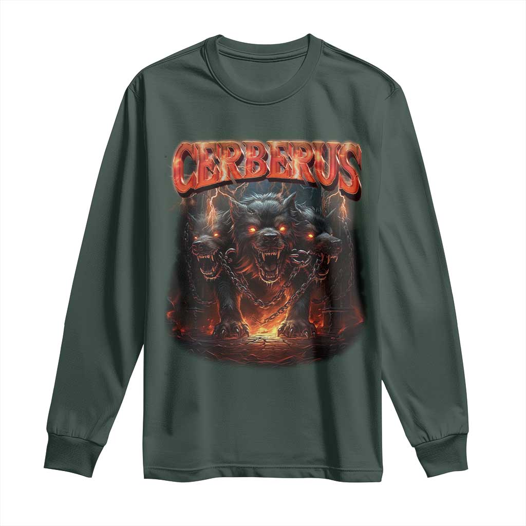 Greek Mythology Hades Cerberus Long Sleeve Shirt TS09 Dark Forest Green Print Your Wear