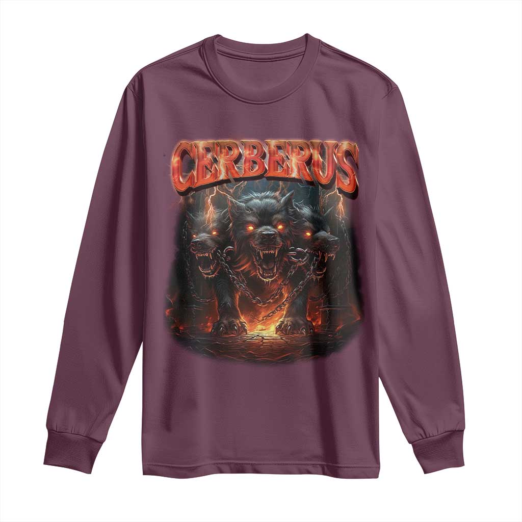 Greek Mythology Hades Cerberus Long Sleeve Shirt TS09 Maroon Print Your Wear