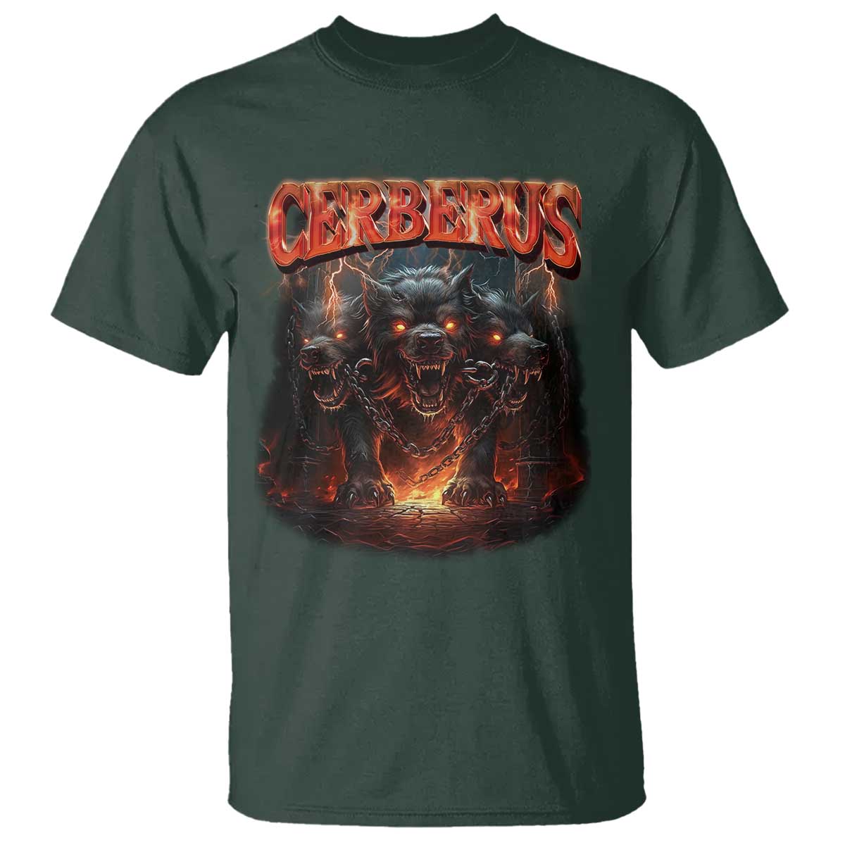 Greek Mythology Hades Cerberus T Shirt TS09 Dark Forest Green Print Your Wear