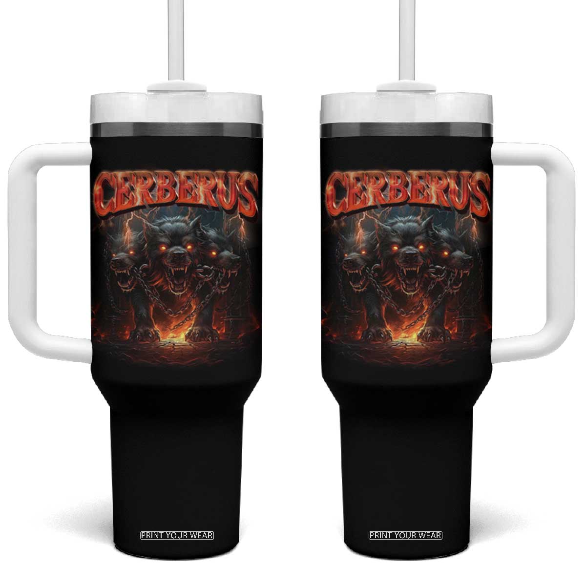 Greek Mythology Hades Cerberus Tumbler With Handle TS09 One Size: 40 oz Black Print Your Wear