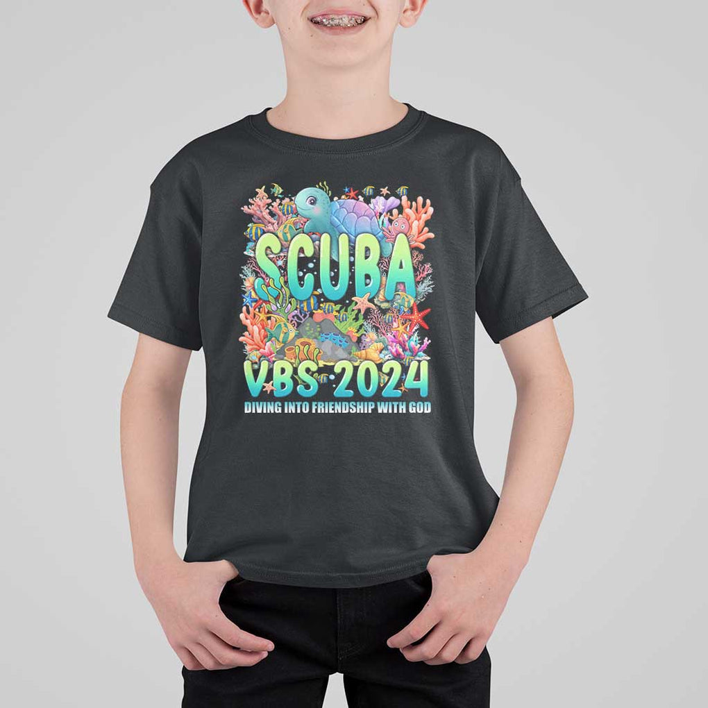 Scuba VBS 2024 T Shirt For Kid Diving Into Friendship Vacation Bible School TS09 Black Print Your Wear
