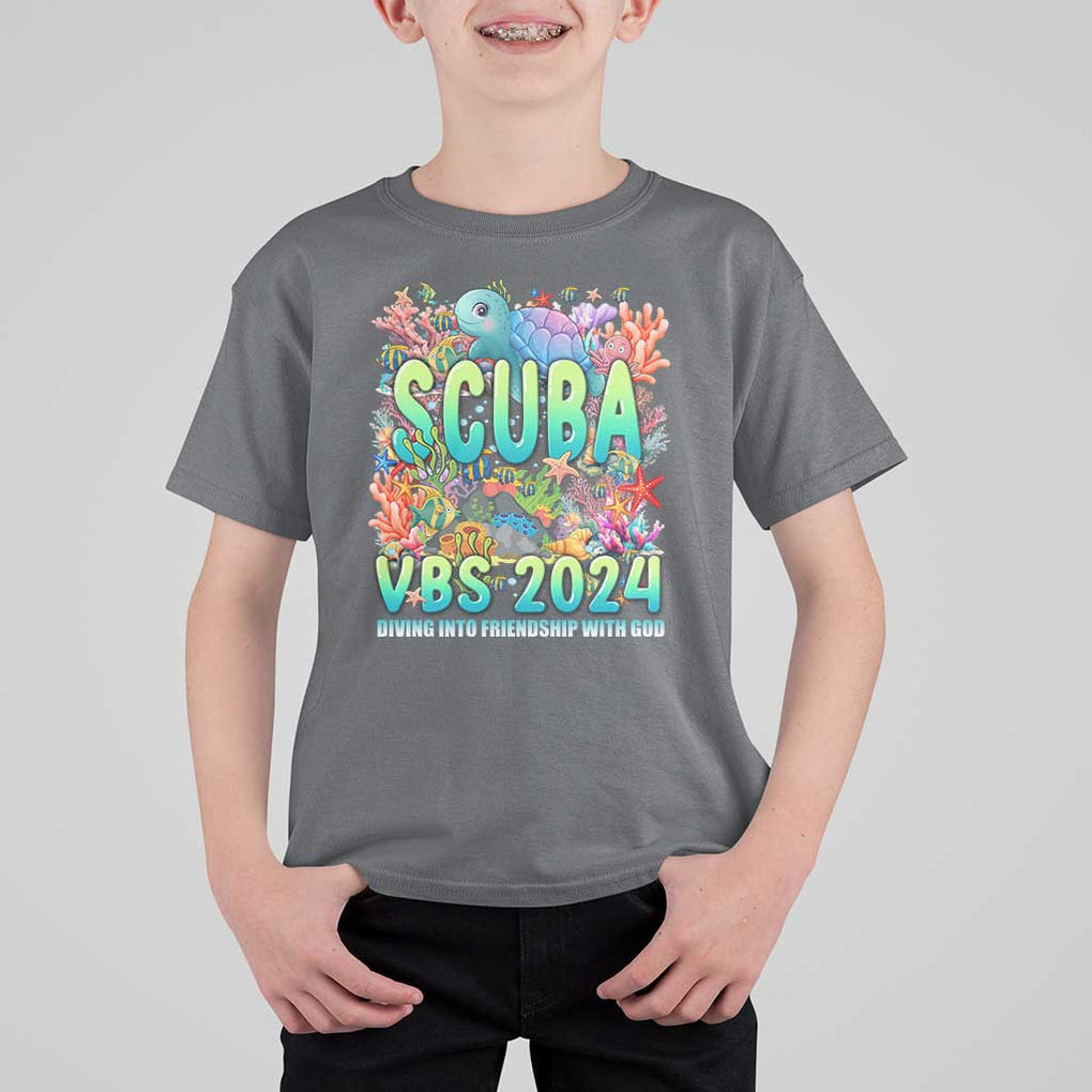 Scuba VBS 2024 T Shirt For Kid Diving Into Friendship Vacation Bible School TS09 Charcoal Print Your Wear