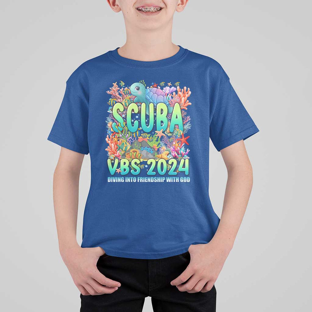 Scuba VBS 2024 T Shirt For Kid Diving Into Friendship Vacation Bible School TS09 Royal Blue Print Your Wear
