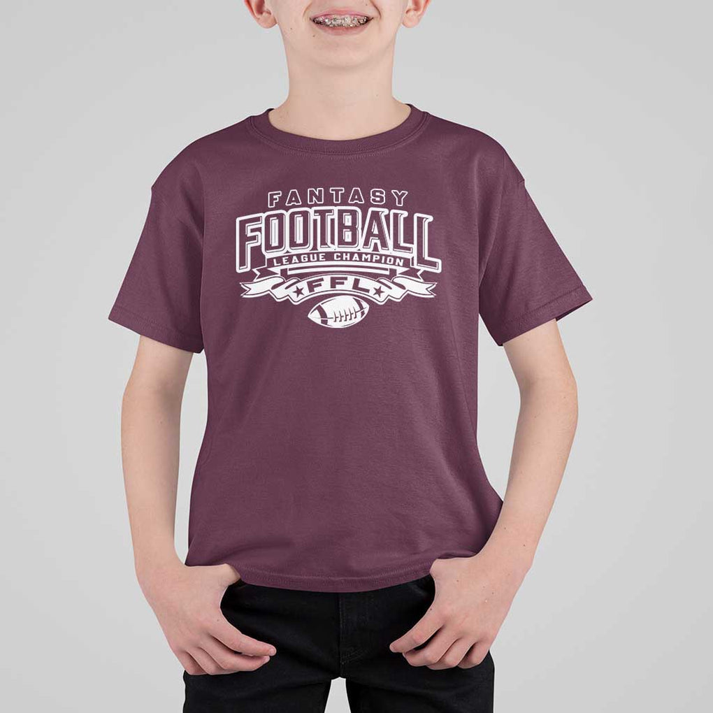 Funny Fantasy Football League Champion T Shirt For Kid TS09 Maroon Print Your Wear
