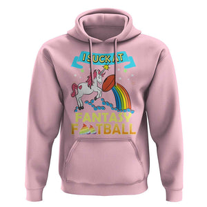 Funny I Suck At Fantasy Football Hoodie Unicorn Rainbow Loser TS09 Light Pink Print Your Wear