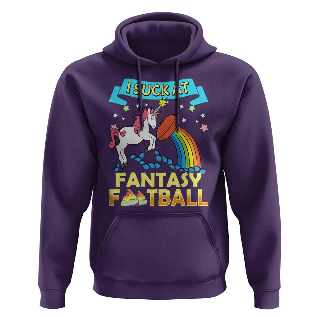 Funny I Suck At Fantasy Football Hoodie Unicorn Rainbow Loser TS09 Purple Print Your Wear