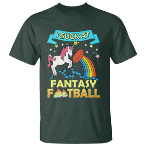Funny I Suck At Fantasy Football T Shirt Unicorn Rainbow Loser TS09 Dark Forest Green Print Your Wear
