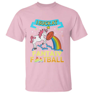 Funny I Suck At Fantasy Football T Shirt Unicorn Rainbow Loser TS09 Light Pink Print Your Wear