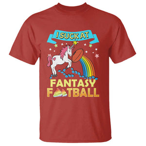 Funny I Suck At Fantasy Football T Shirt Unicorn Rainbow Loser TS09 Red Print Your Wear