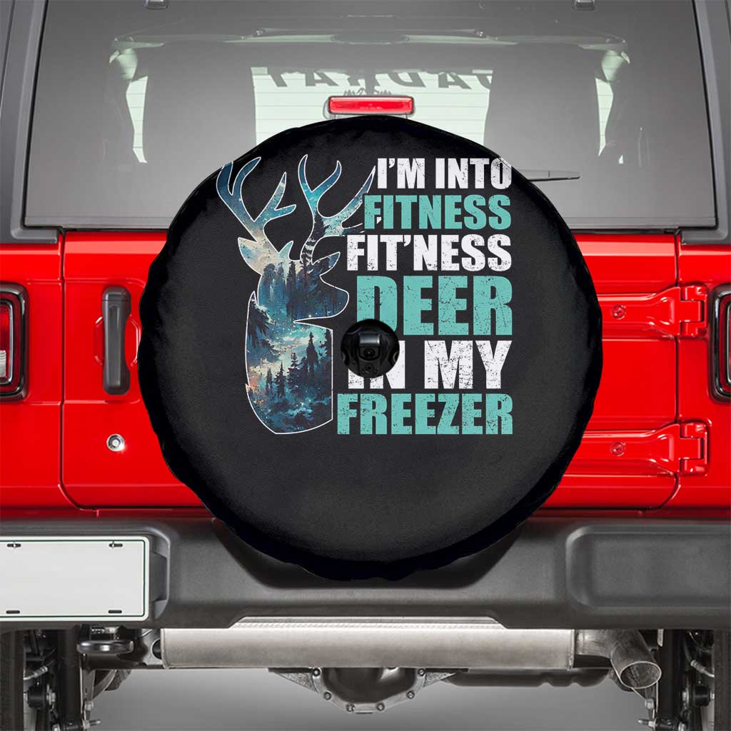 Funny Hunting Spare Tire Cover I'm Into Fitness Fit'Ness Deer In My Freezer Deer TS09 Black Print Your Wear