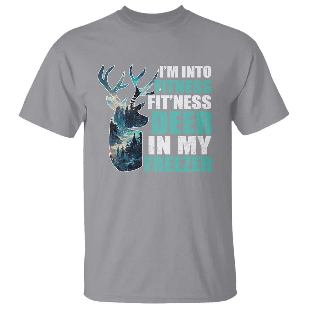 Funny Hunting T Shirt I'm Into Fitness Fit'Ness Deer In My Freezer Deer TS09 Sport Gray Print Your Wear