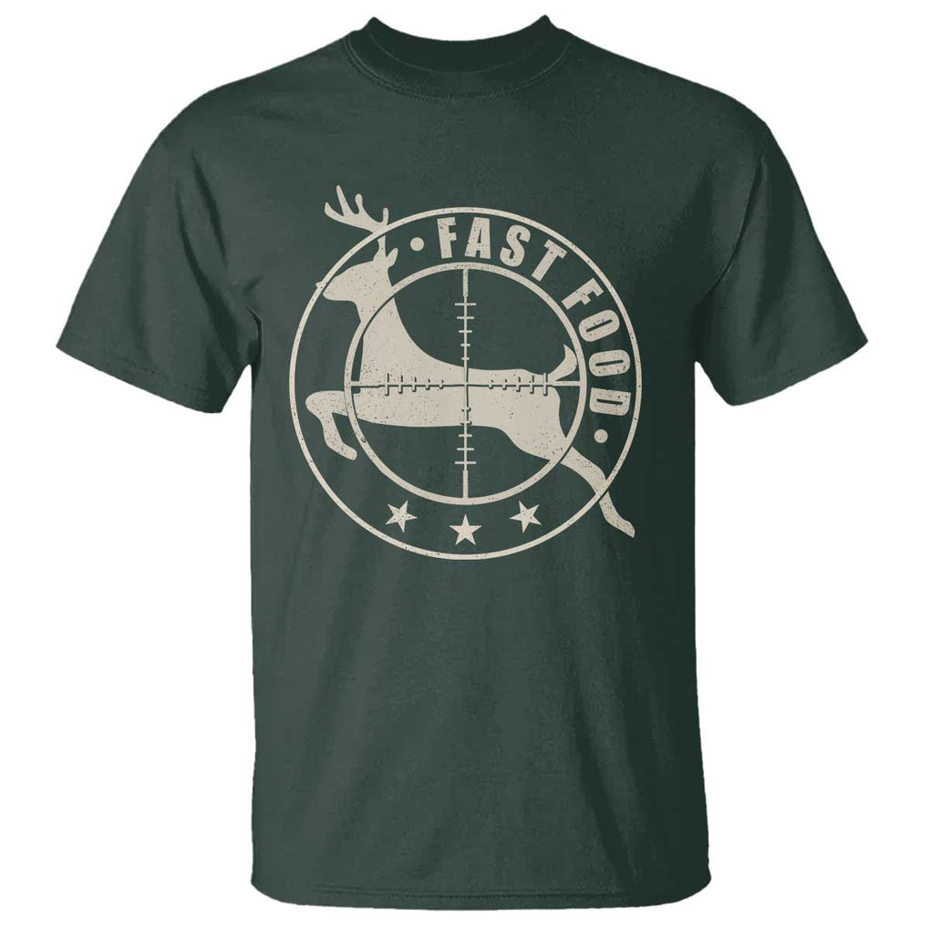 Funny Hunting T Shirt Fast Food Deer Hunter TS09 Dark Forest Green Print Your Wear