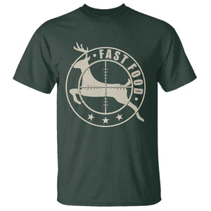 Funny Hunting T Shirt Fast Food Deer Hunter TS09 Dark Forest Green Print Your Wear
