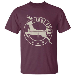 Funny Hunting T Shirt Fast Food Deer Hunter TS09 Maroon Print Your Wear