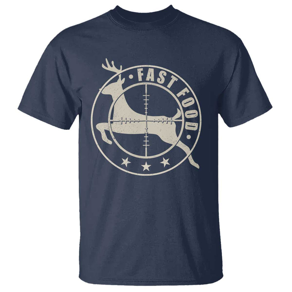 Funny Hunting T Shirt Fast Food Deer Hunter TS09 Navy Print Your Wear