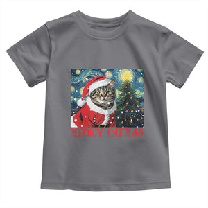 Santa Cat Christmas Baby Shirt Meowy Catmas Starry Night Christmas Tree TS09 Charcoal Print Your Wear